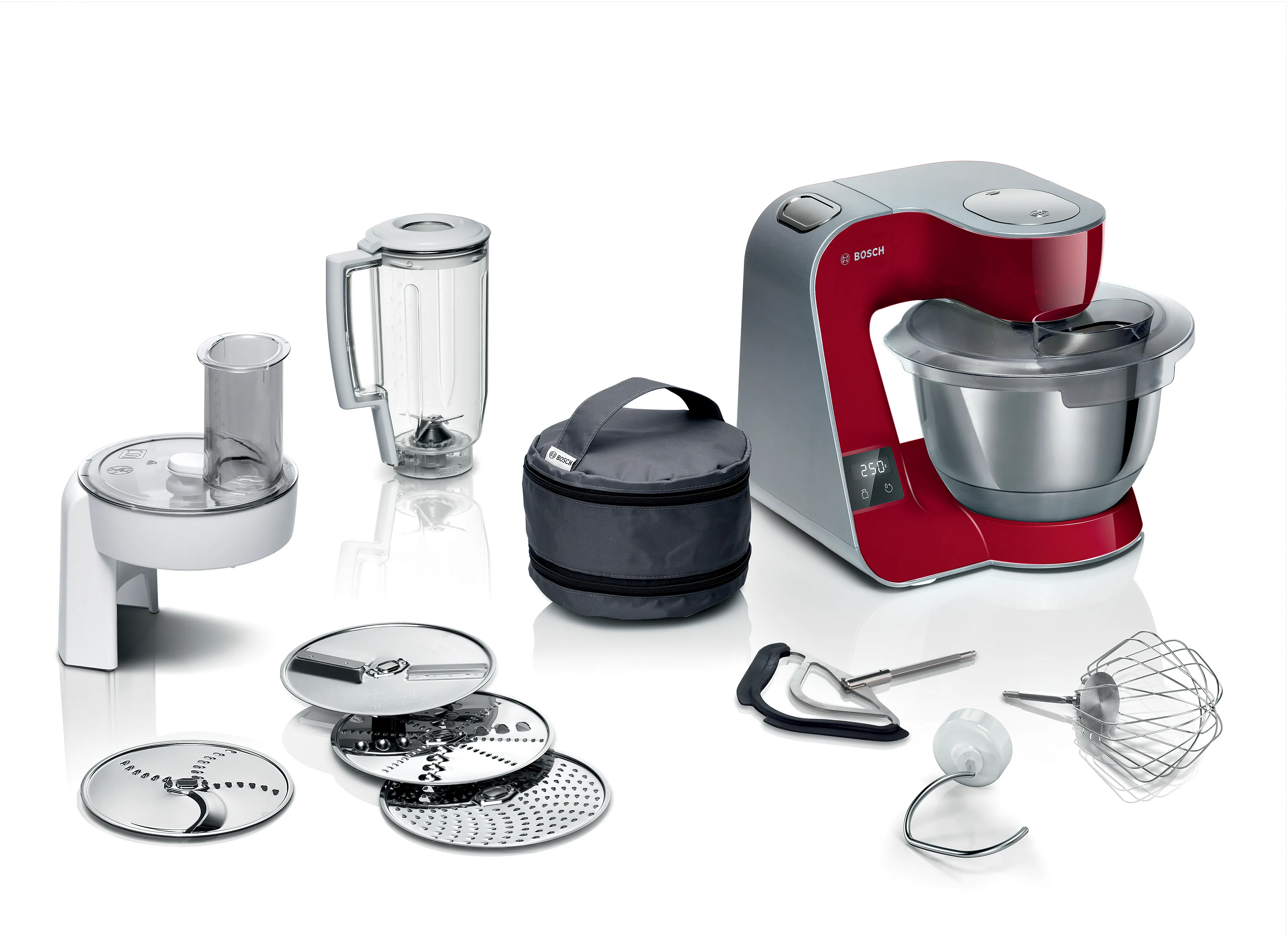 Serie 4 Keukenmachine met weegschaal en timer MUM 5 1000 W Rood, Zilver