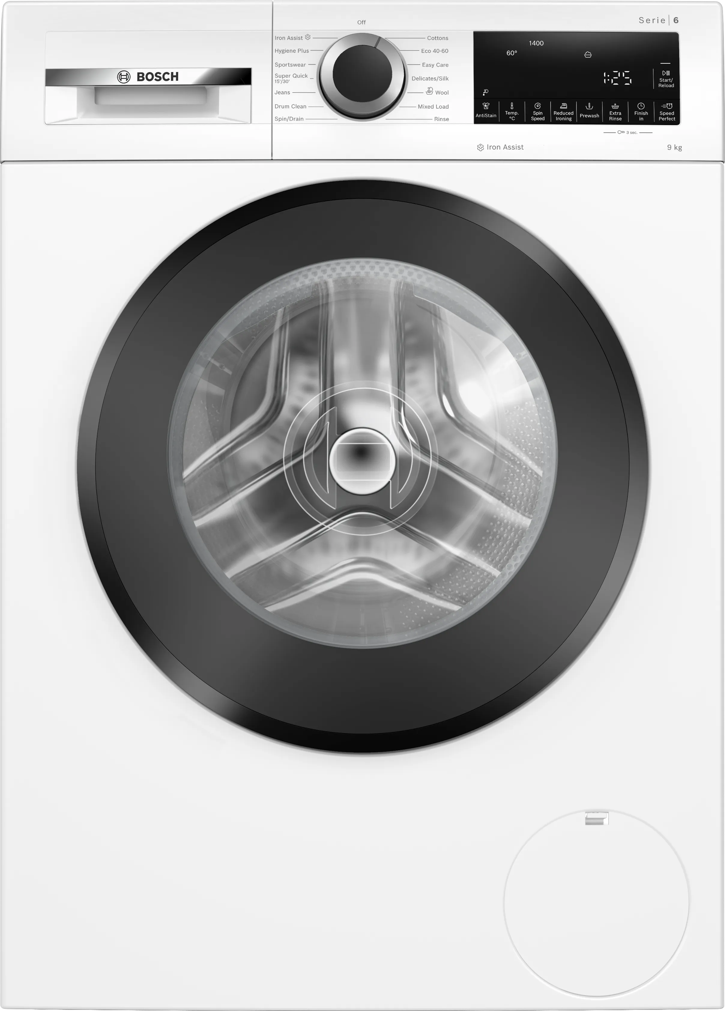 Series 6 Washing machine, front loader 9 kg 1400 rpm, White