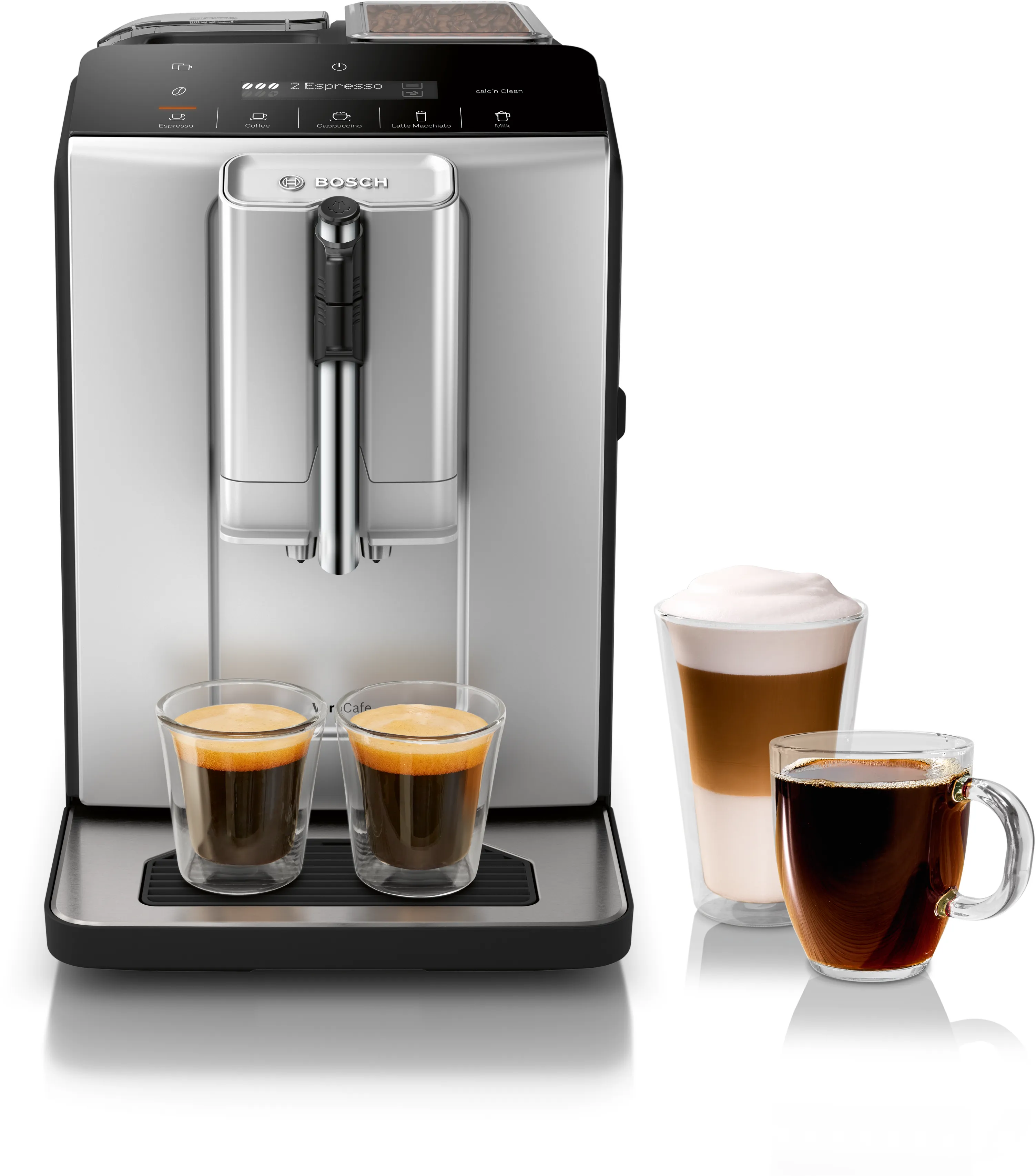 300 Series Fully Automatic Espresso Machine VeroCafe Silver, Removable Water Tank