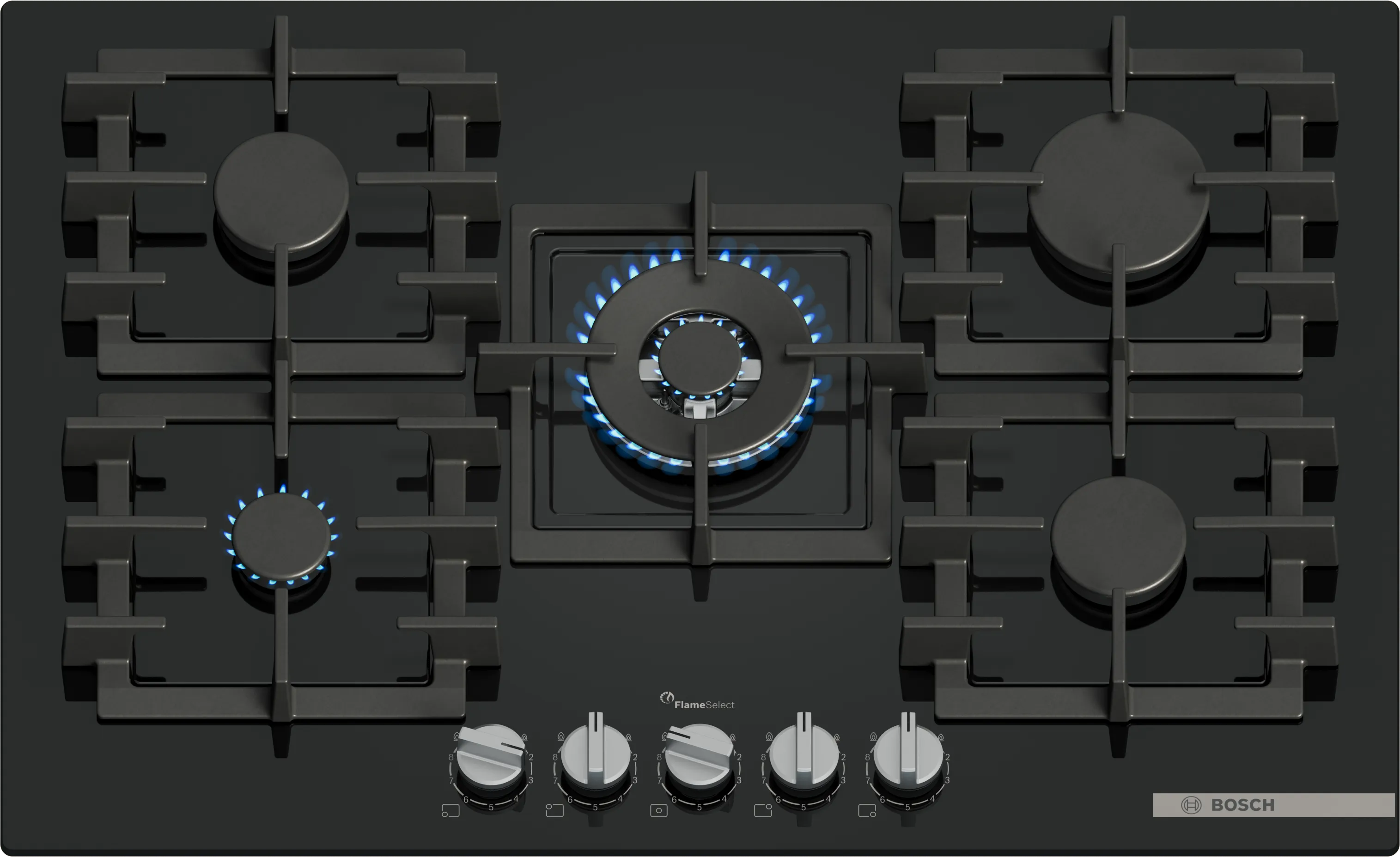 Series 6 Gas hob 75 cm Tempered glass, Black