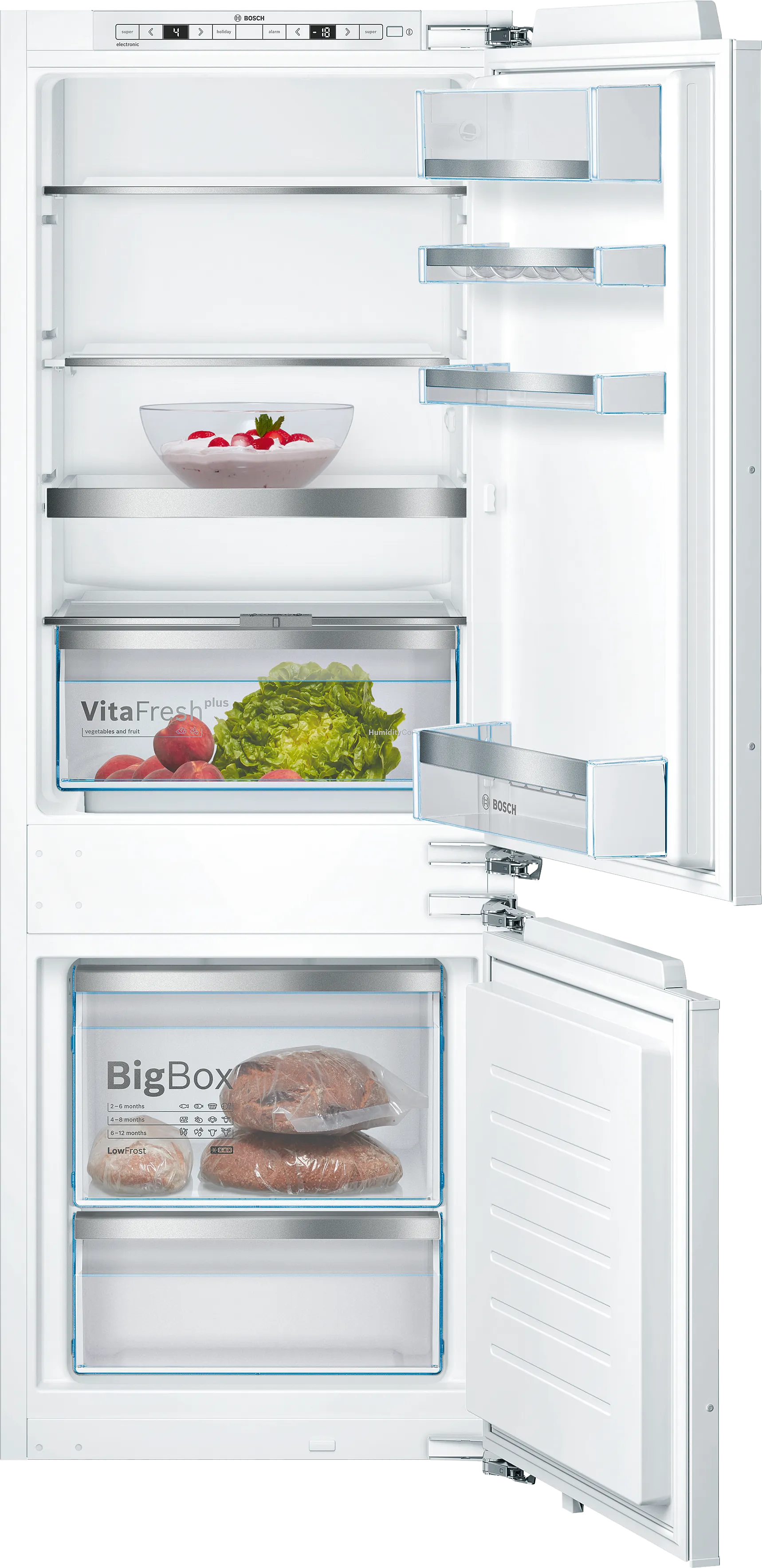 Serie 6 Integreerbare koel-vriescombinatie met bottom-freezer 157.8 x 55.8 cm Vlakscharnier
